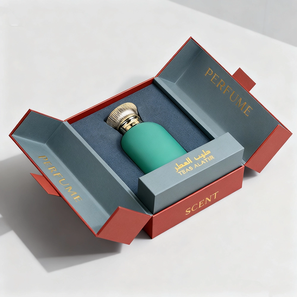 perfume box design using custom printing and branded surface finishing